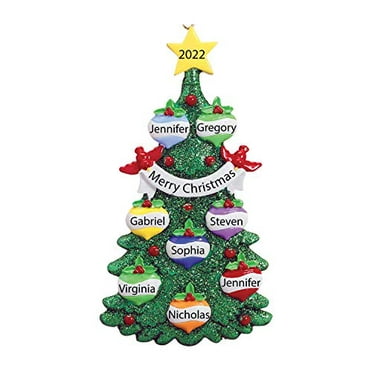 Free Customization Personalized White Mantle Family of 2 Christmas Tree Ornament 2021 Cozy Garnish Glitter Holiday Couple Together Sibling Friend Winter Activity Grand-Child Kid Tradition Year 